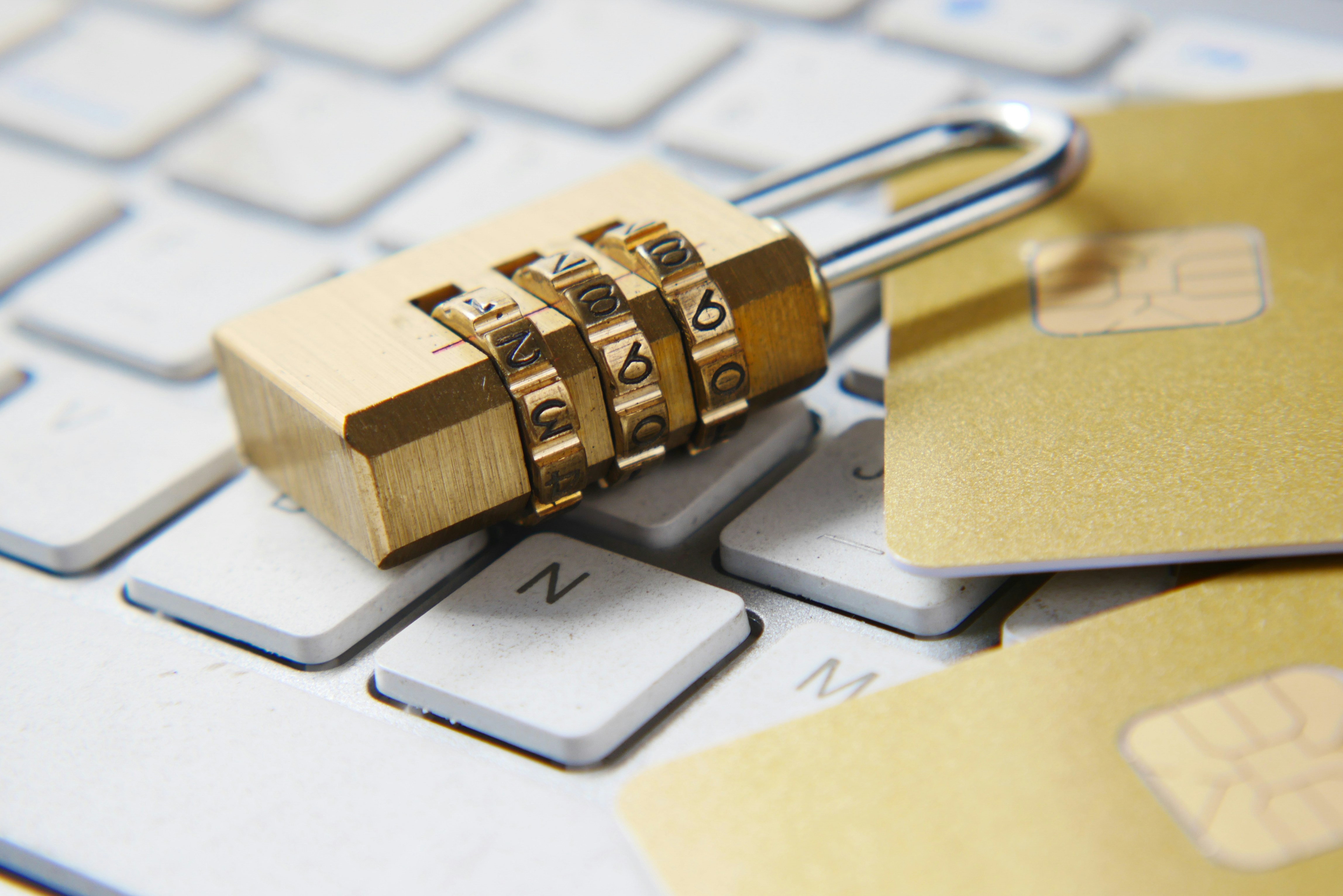 Secure encryption — padlock on laptop